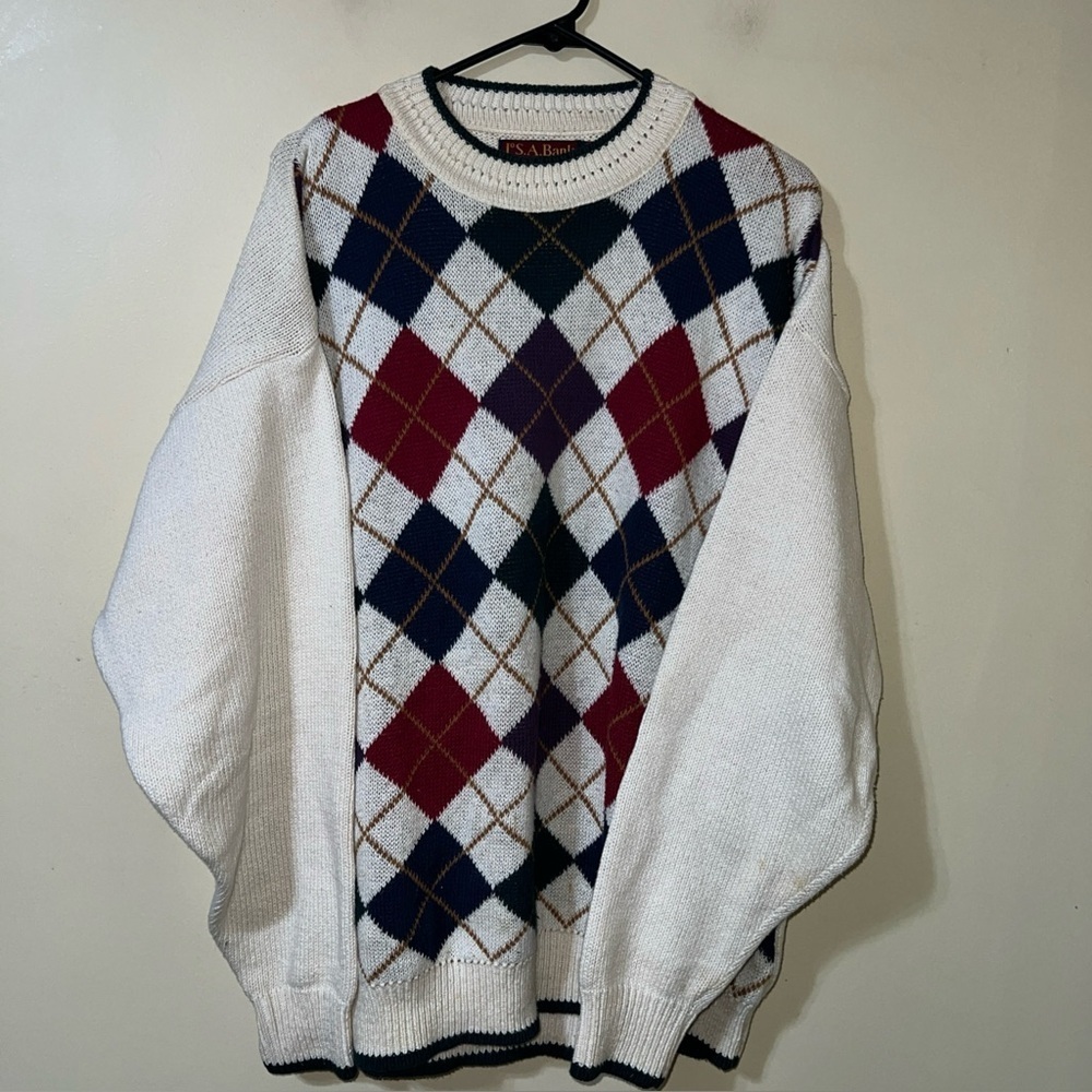 Vintage Jos A. Bank Classic Argyle Sweater Men’s Large